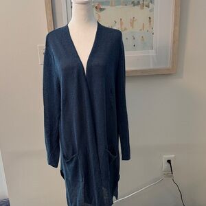 J. Jill Deep Blue Long Open Front Cardigan Size XL